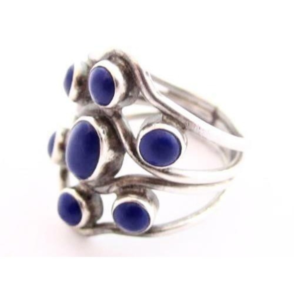 Vintage Fabulous Wide Cobalt Blue Cab Vintage Sterling Silver 925 Ring Sz8..25 - Picture 4 of 7